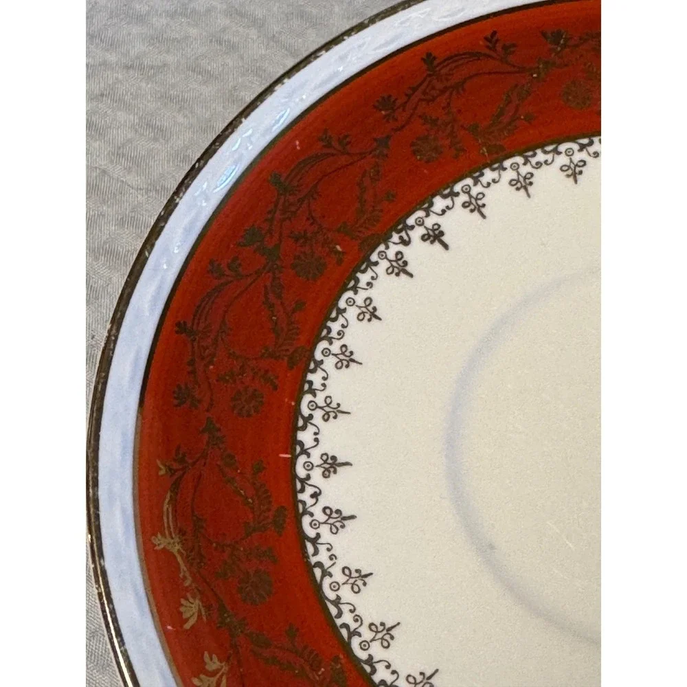 Vinatge USA Made Homer Laughlin Craftsman Formal Rust Red Saucer set/6- 6